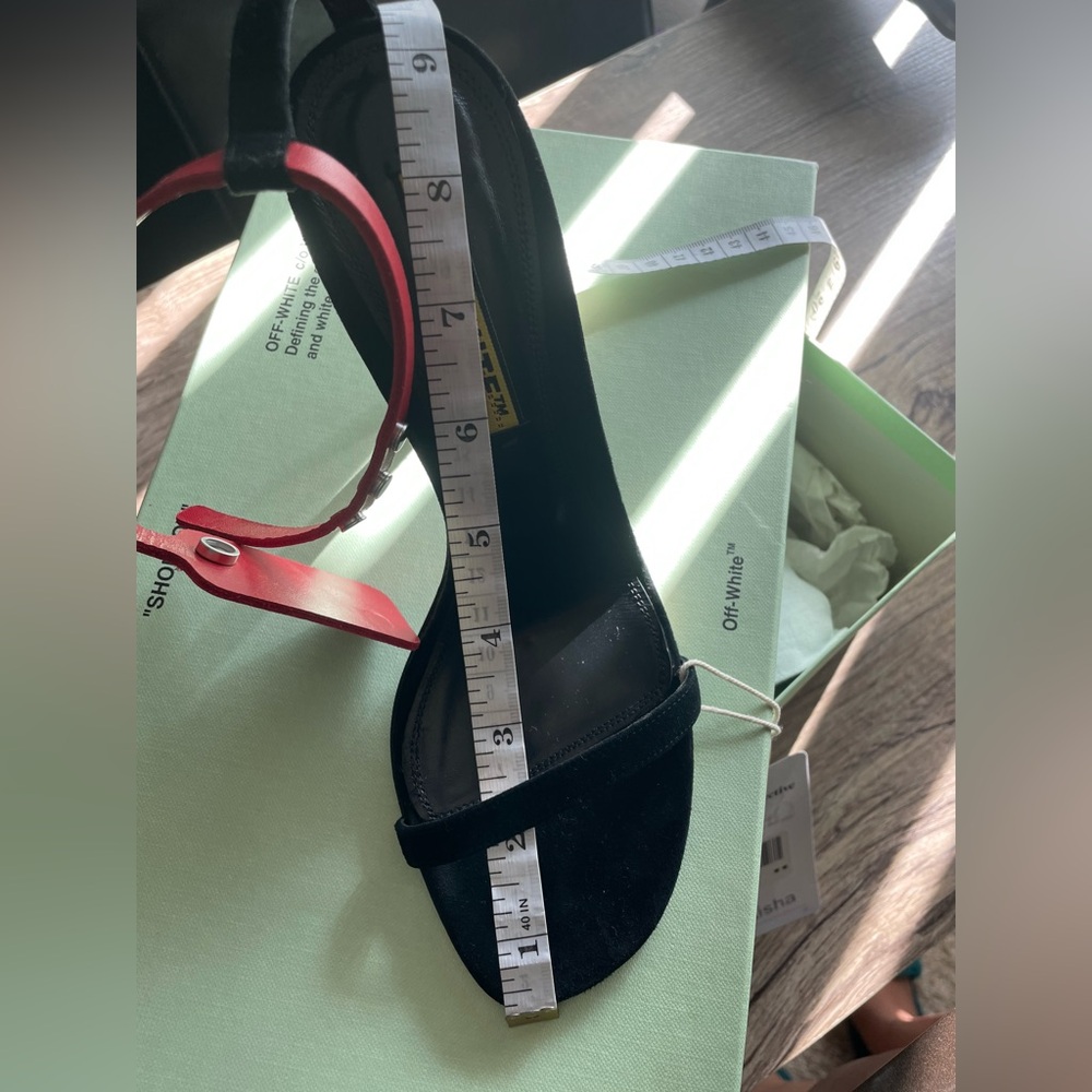OFF-WHITE C/O VIRGIL ABLOH RED ANKLE ZIP-TIE STRAP BLACK HEEL SANDAL SIZE 7 NIB - Picture 10 of 14